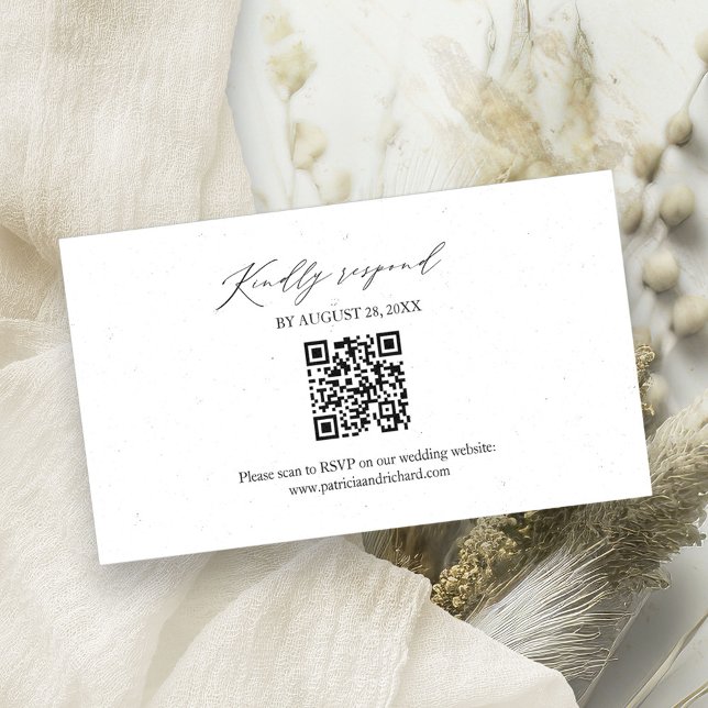 Elegant Minimalist Wedding QR Online RSVP Card (Creator Uploaded)