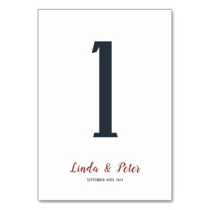 Elegant Minimalist Wedding Reception Table Number