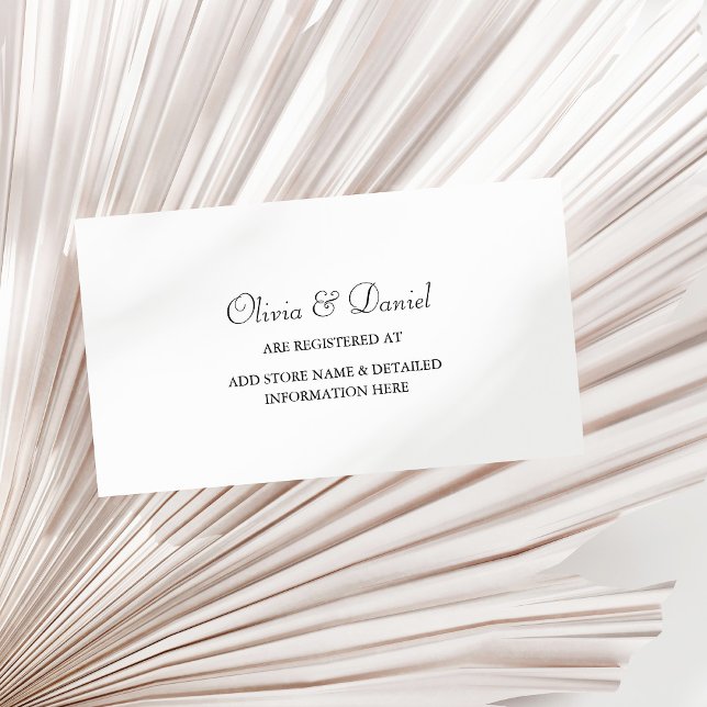 Elegant Minimalist Wedding Registry Card (Elegant Minimalist Wedding Registry Card on a sunny white dry palm leaf.)