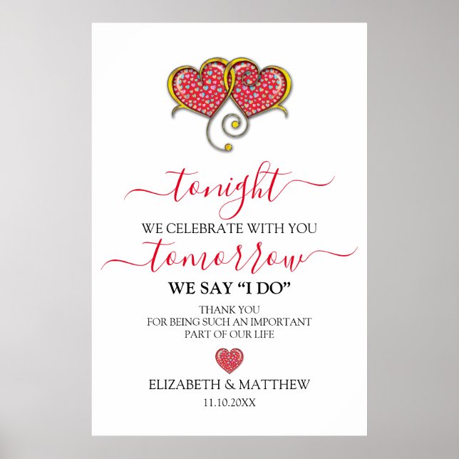 Elegant Minimalist Wedding Rehearsal Dinner Poster (Front)