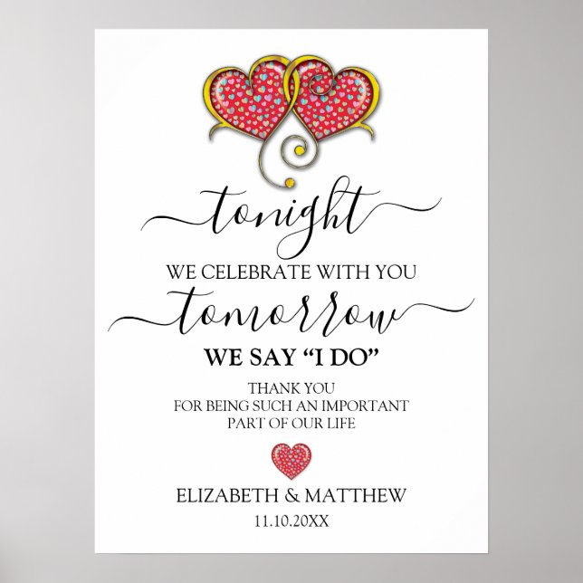 Elegant Minimalist Wedding Rehearsal Dinner Poster (Front)