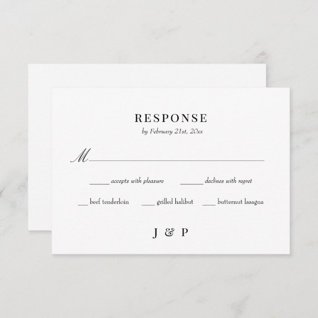 Elegant Minimalist Wedding RSVP Card (Front/Back)