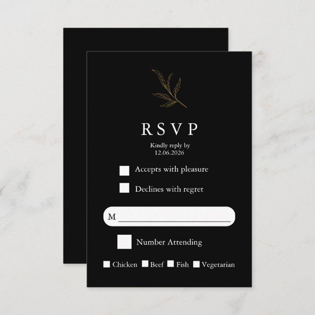 Elegant Minimalist Wedding RSVP Card Modern Simple (Front/Back)