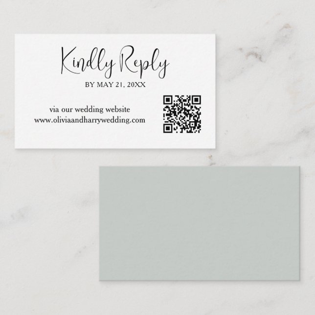 Elegant Minimalist Wedding RSVP Card | QR Code  (Front/Back)
