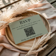Elegant Minimalist Wedding RSVP Card with QR Code