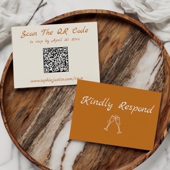 Elegant Minimalist Wedding RSVP QR Code Card (Creator Uploaded)