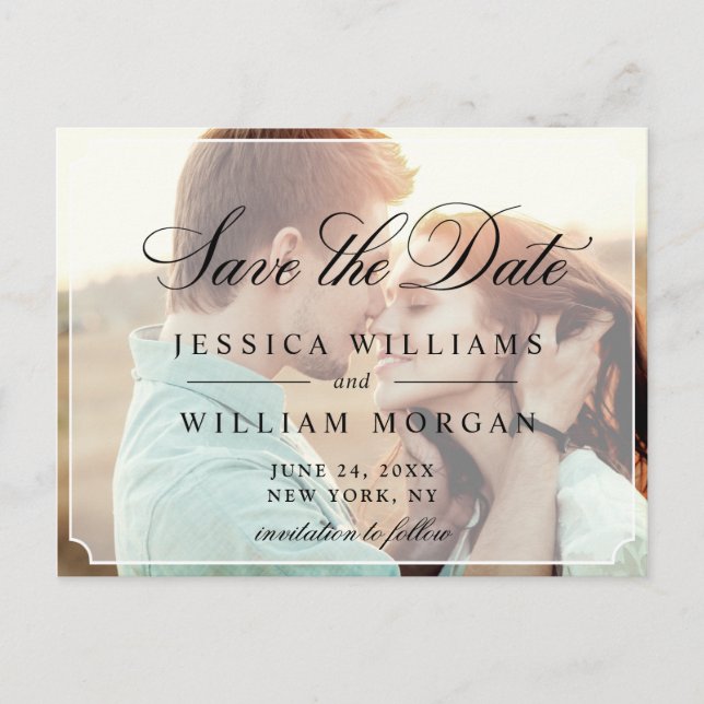 Elegant Minimalist Wedding Save the Date PHOTO Postcard (Front)