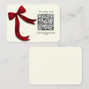 Elegant Minimalist Wedding Simple classic Red Bow Enclosure Card
