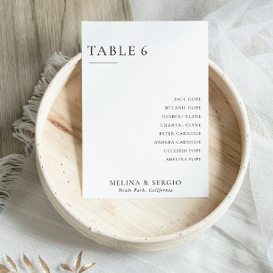 Elegant Minimalist Wedding Table 6 Seating Chart Invitation