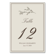 Elegant Minimalist Wedding Table Number Cards