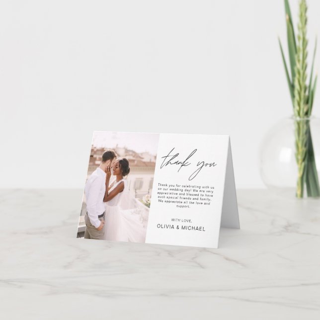 Elegant Minimalist Wedding Thank You Photo Invitat (Front)