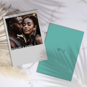 Elegant minimalist wedding thank you with photo card