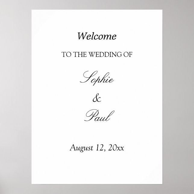 Elegant Minimalist Wedding Welcome Poster (Front)