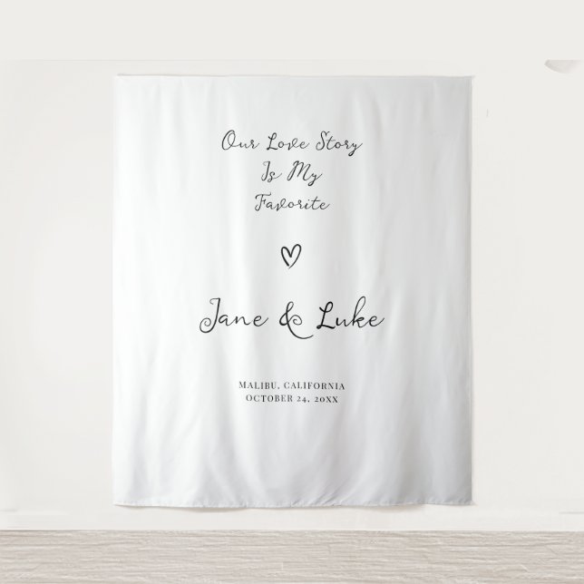 Elegant Minimalist Wedding Welcome Sign - Tapestry (Front)