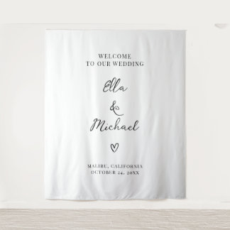 Elegant Minimalist Wedding Welcome Sign - Tapestry