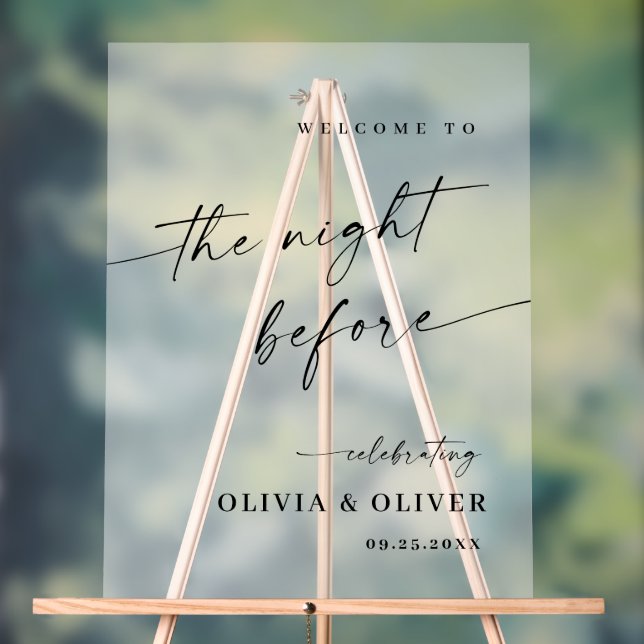 Elegant Minimalist WELCOME Rehearsal Dinner Acrylic Sign (Neutral)