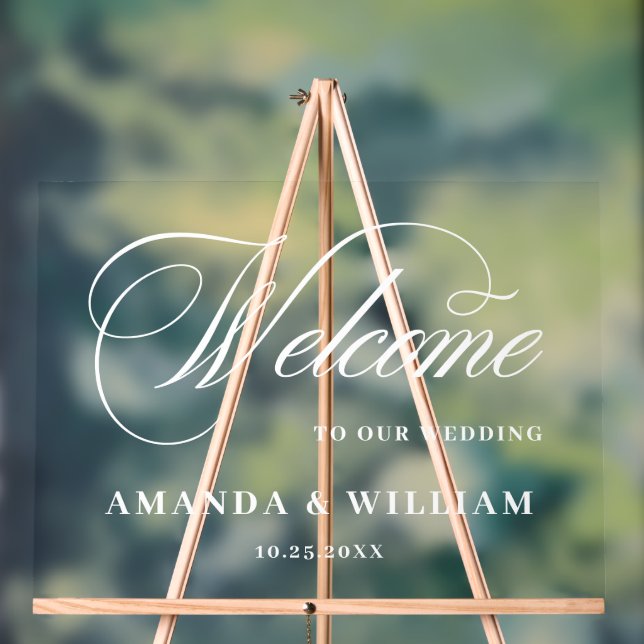 Elegant Minimalist WELCOME Wedding Acrylic Sign (Neutral)