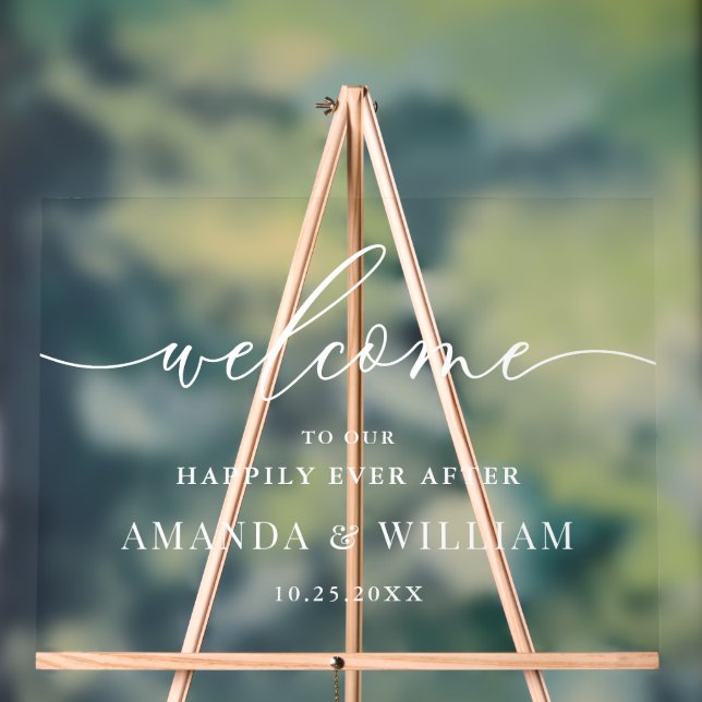 Elegant Minimalist WELCOME Wedding Acrylic Sign (Neutral)