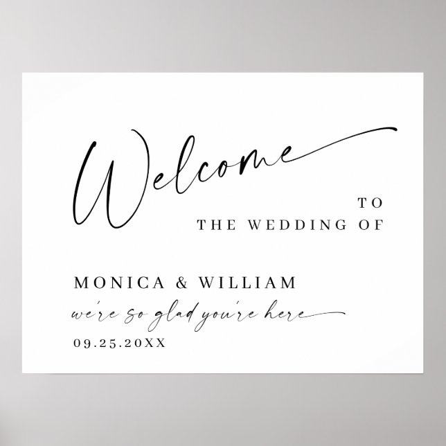 Elegant Minimalist Welcome Wedding Calligraphy Poster (Front)