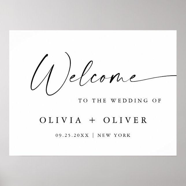 Elegant Minimalist Welcome Wedding Calligraphy Poster (Front)