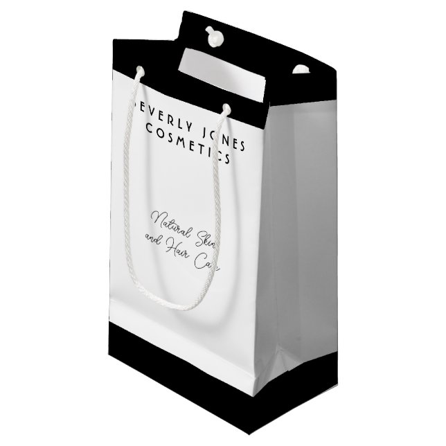 Elegant Minimalist White and Black  Small Gift Bag (Front Angled)