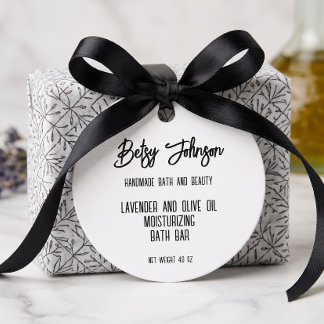 Elegant Minimalist White Black Soap Packaging Tag