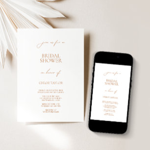Elegant Minimalist White Bridal Shower Invitation