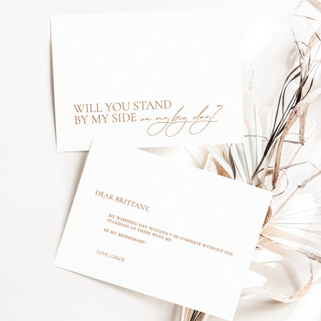 Elegant Minimalist White Bridesmaid Proposal Card (Creator Uploaded)
