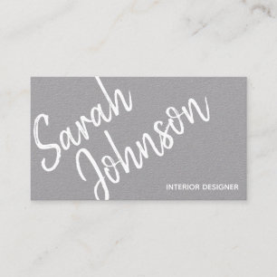 Elegant Minimalist White Calligraphy Grey Kraft Business Card