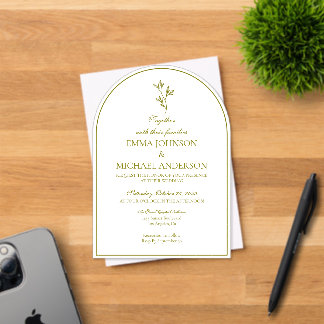 Elegant Minimalist White & dark Wedding Invitation