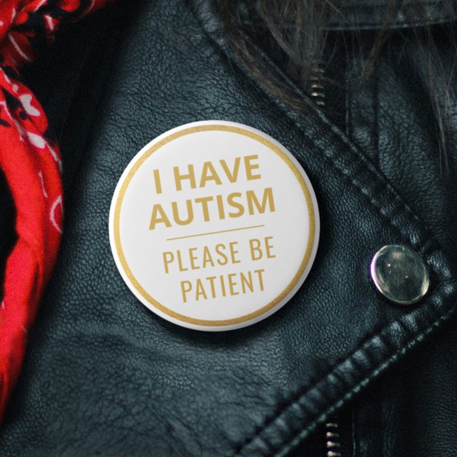 Elegant Minimalist White Gold Text Autism 6 Cm Round Badge (Elegant Minimalist White Gold Text Autism Button)