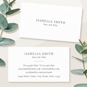Elegant Minimalist White Grey Sophisticated Business Card