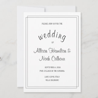 Elegant & Minimalist White Wedding Invitation Card