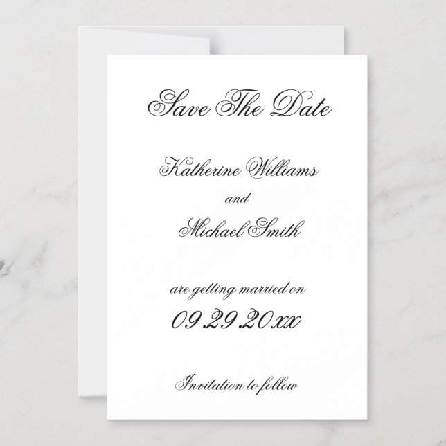 Elegant Minimalist White Wedding Save The Date Magnetic Invitation (Front)