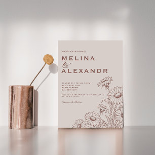Elegant Minimalist  Wildflower botanical Wedding  Invitation