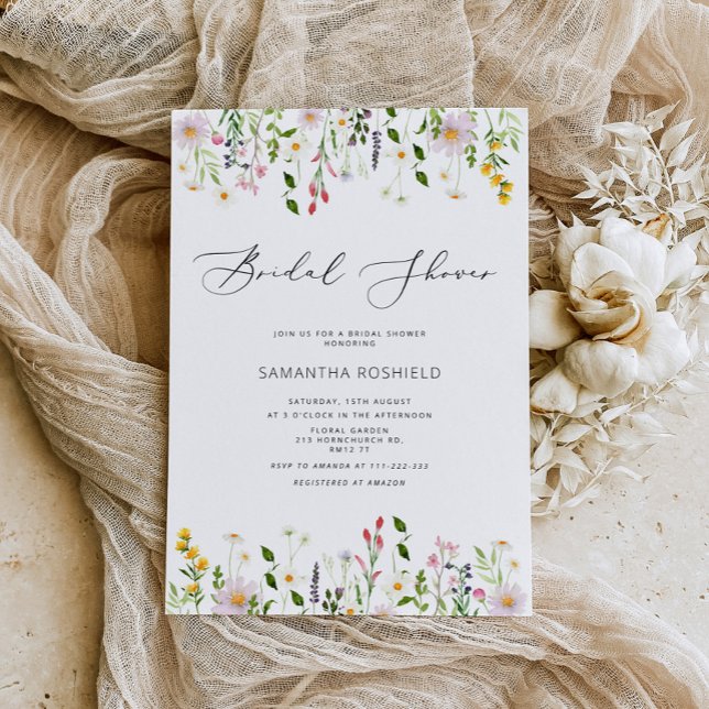 Elegant minimalist wildflower bridal shower invitation (Creator Uploaded)