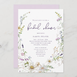 Elegant Minimalist Wildflower Bridal Shower Invitation