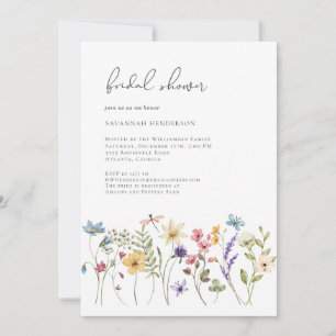 Elegant Minimalist Wildflower Floral Bridal Shower Invitation