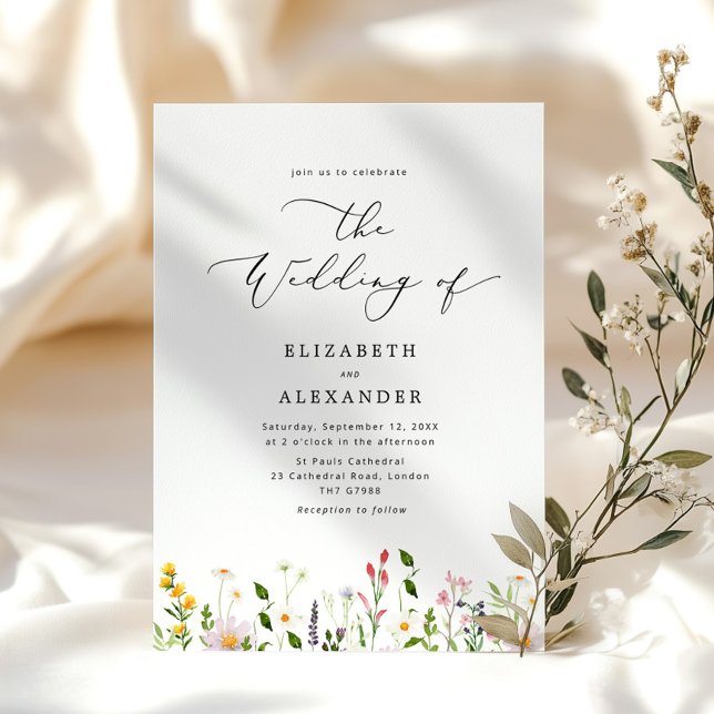 Elegant minimalist wildflower wedding invitation (Creator Uploaded)