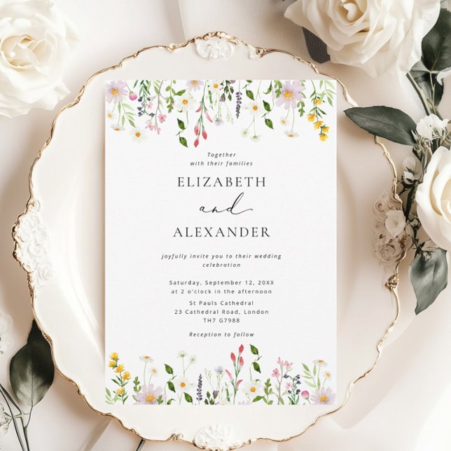 Elegant Minimalist Wildflower Wedding Invitation (Creator Uploaded)