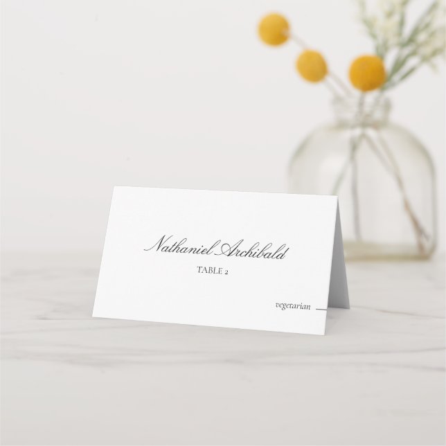 Elegant & Minimalist with Meal Choice Wedding Place Card (Front)