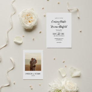 Elegant minimalist with Photo editable Wedding Invitation