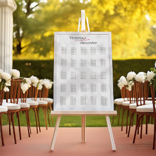 Elegant Minimalist With Red Accents Seating Chart