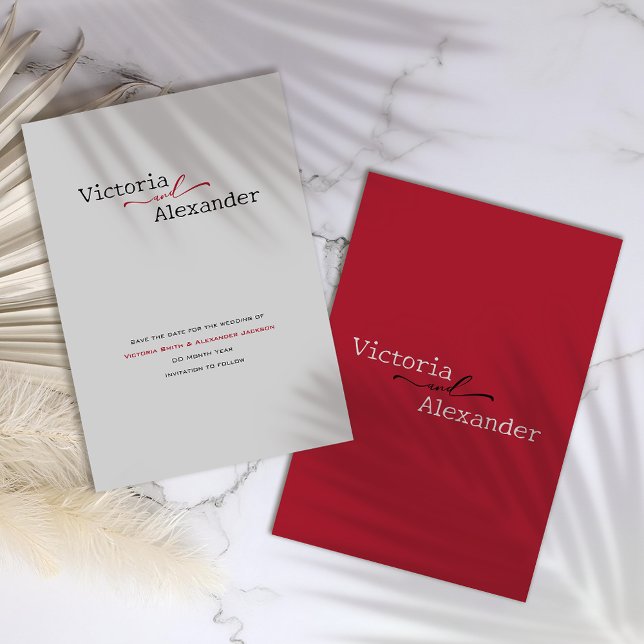 Elegant Minimalist With Red Accents Wedding Save The Date (Creator Uploaded)