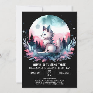 Elegant Minimalist Wolf Birthday Invitation