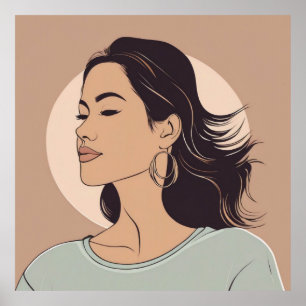Elegant Minimalist Woman Portrait - Modern Art Poster