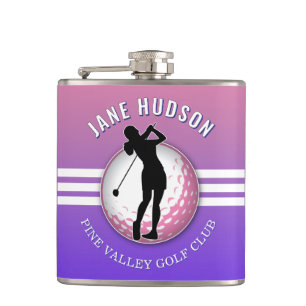 Elegant Minimalist Women Golfer Design Hip Flask