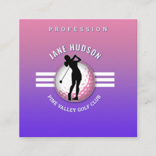Elegant Minimalist Women Golfer Design Square Business Card