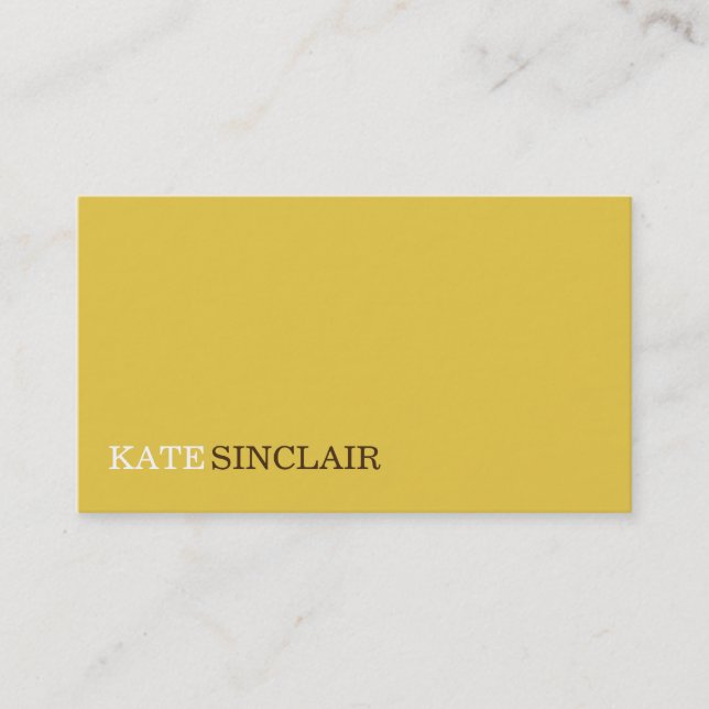 Elegant Minimalist Yellow Business Card (Front)