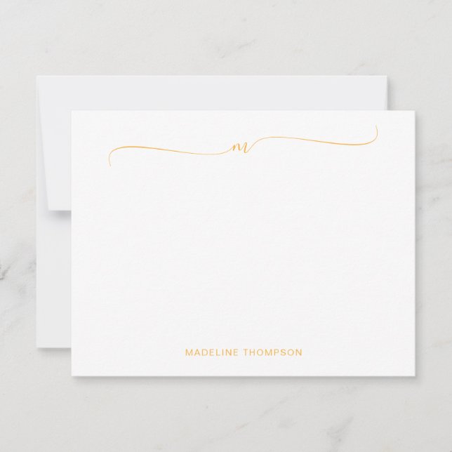 Elegant Minimalist Yellow Monogram Calligraphy  Card (Front)